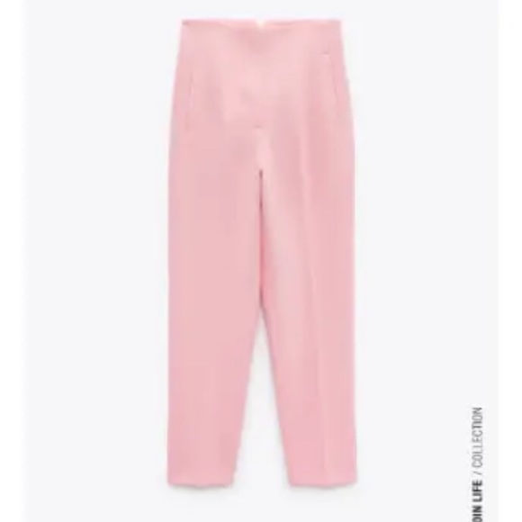 New Zara Pink High waisted Trousers Size XS - Picture 4 of 11